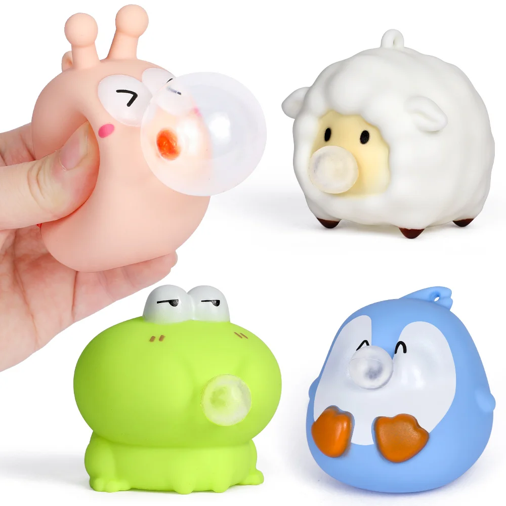 

Stress Ball Toy Squeeze Bubble Soft Rubber Cute Cartoon Animals Anxiety Relief Reduce Stress Ball Toy For Adult Children Gift