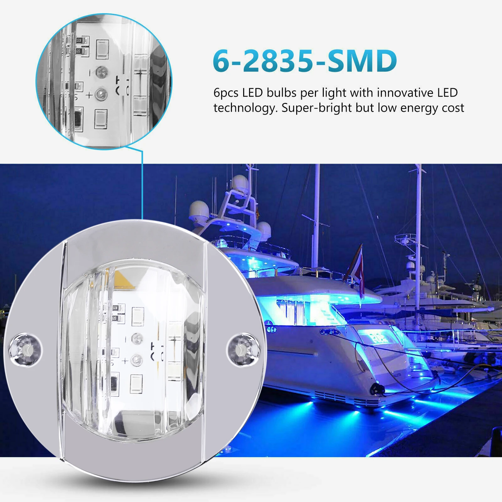 1/4Pcs Marine Boat Transom LED Stern Light DC 12V Yacht Waterproof Round Tail Lamp Marine Interior Cabin Deck Courtesy Light