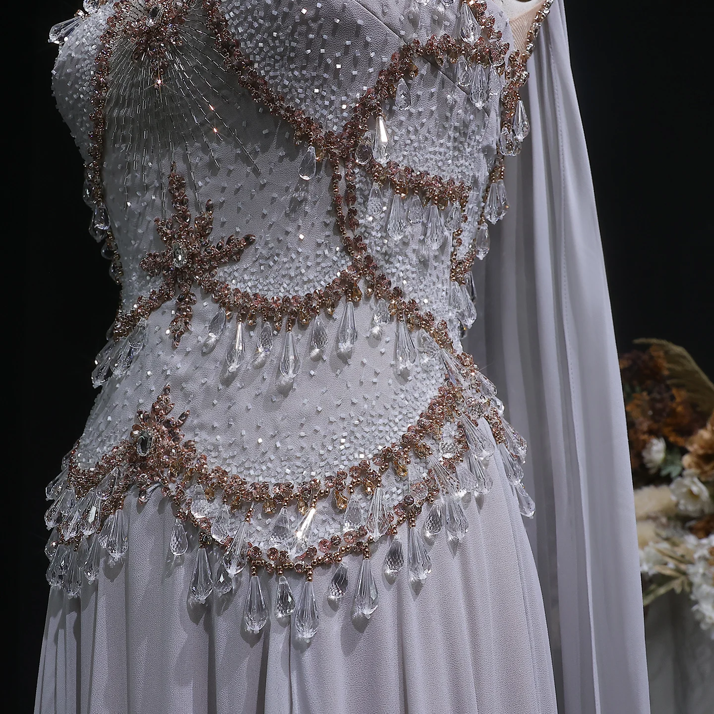 Sharon Said Elegante Arabische Silber-Gold Abendkleider mit Kristallperlen 2026 Dubai für Hochzeitsfeier-Kleider SS517 Maßanfertigung – Detail 14