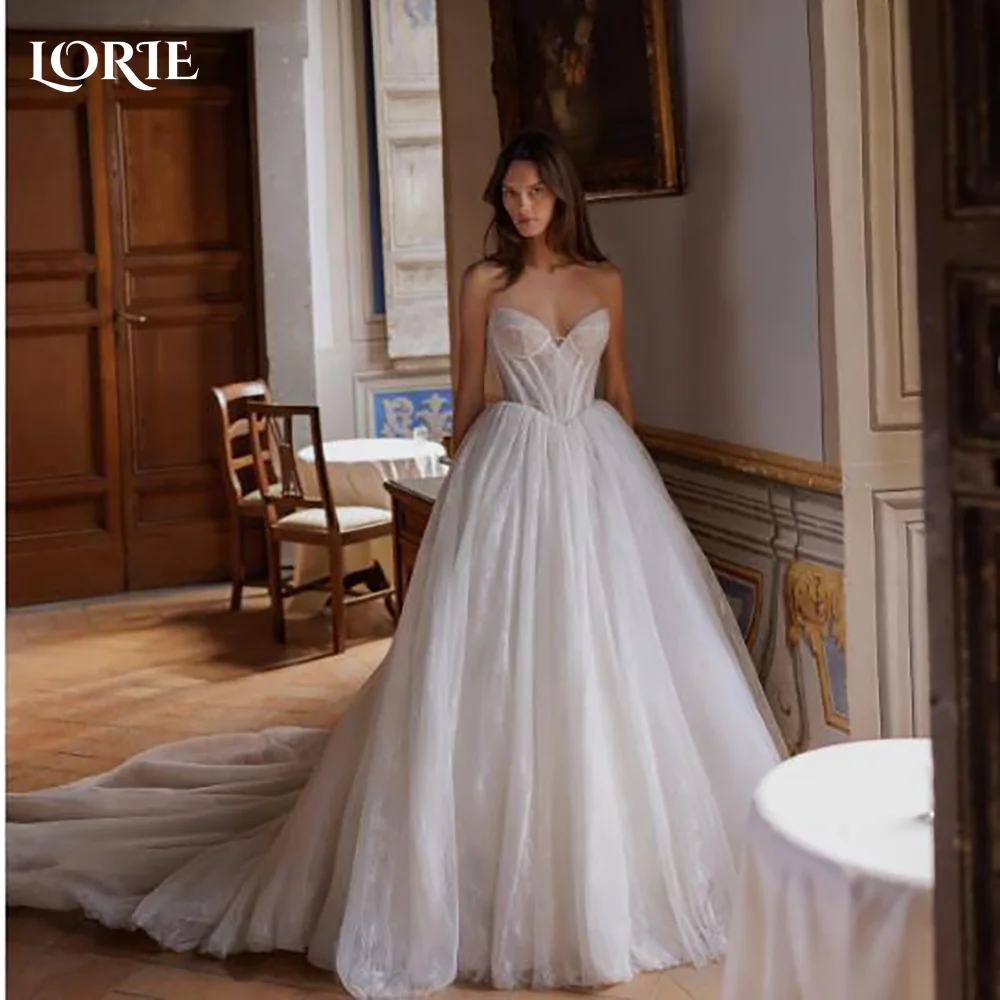 

LORIE Elegant Tulle Wedding Dresses Strapless A-Line Pleats Ball Beach Bridal Gown Multi-Storeyed Ruffle Customized Bride Dress