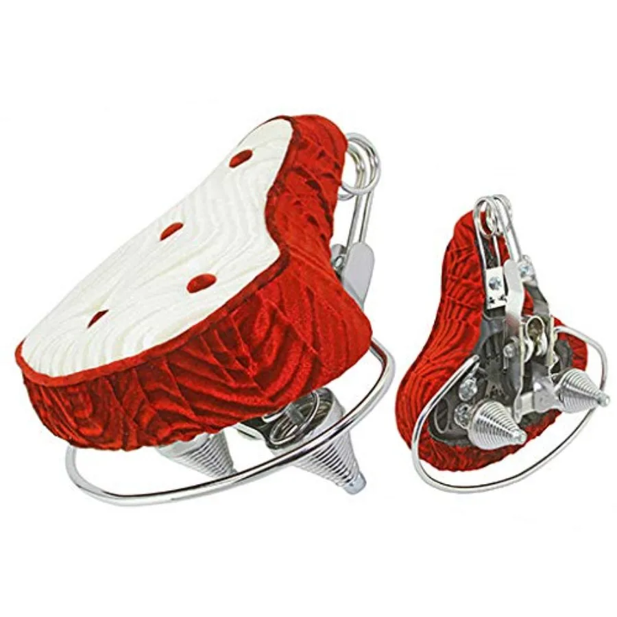 

Lowrider Beach Cruiser Seat Velour Red and White for Bicycle Accessories: Comfortable and Stylish Bike Saddle Designed for Casu