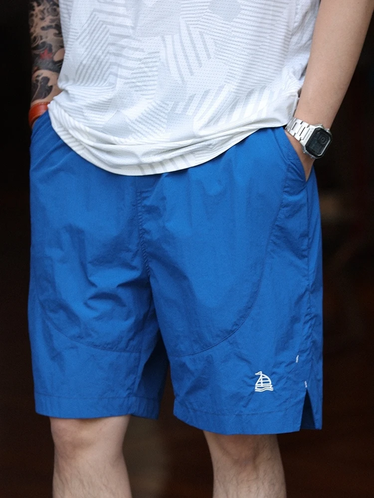 

Мужские летние новые тонкие дышащие свободные повседневные спортивные брюки с эластичной резинкой на талии и пятью точками в американском стиле ретро