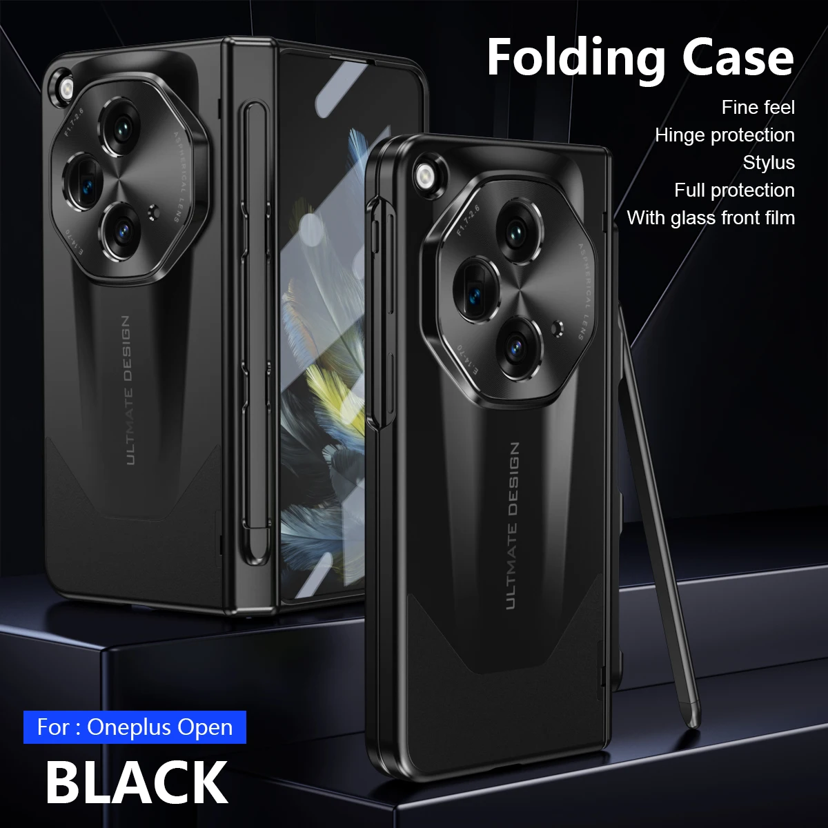 with S Pen For OnePlus Open Case Hinge Plating Armor Shockproof 360 Full Screen Protector Lens Phone Cover For Oppo Find N3