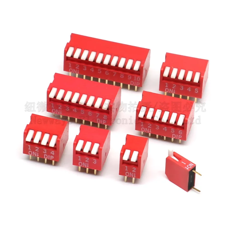 5PCS Slide Type Switch Module 1P 2 3 4 5 6 7 8 10PIN 2.54mm Position Way DIP/SMD Pitch Toggle Switch Black/Red Nap Switch Dial