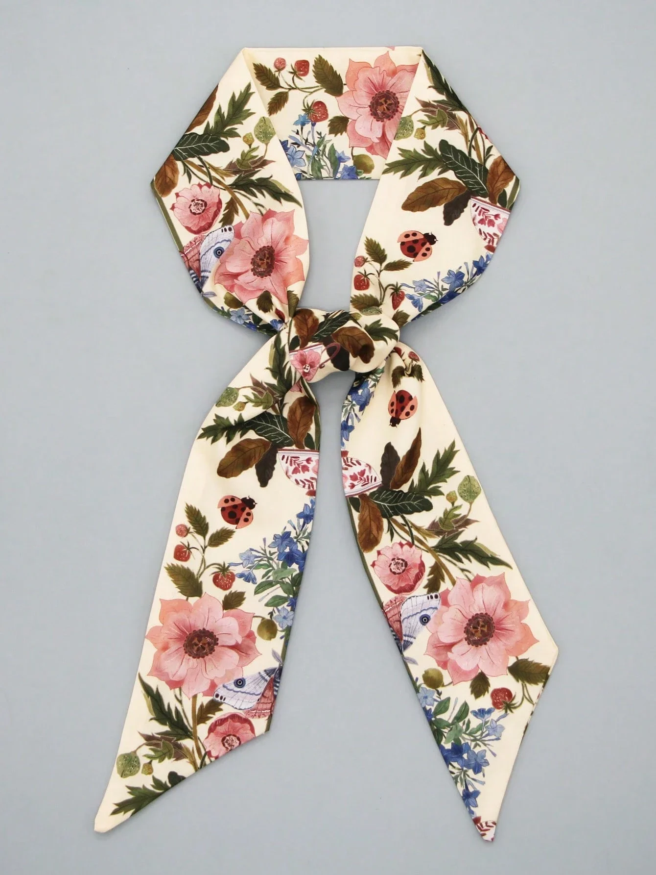 

Floral Print Silk Scarf Stylish Bandana Hair Wrap For Women Valentine's Day Gift