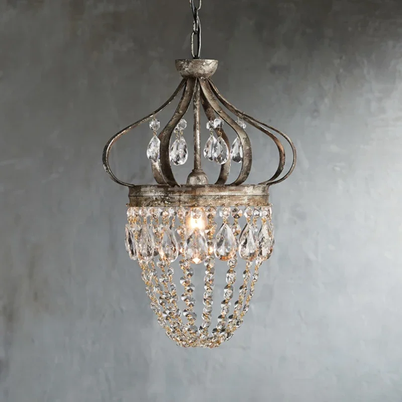 

European retro medieval Crown Crystal Chandelier old antique crown chandelier bedroom restaurant porch Chandelier