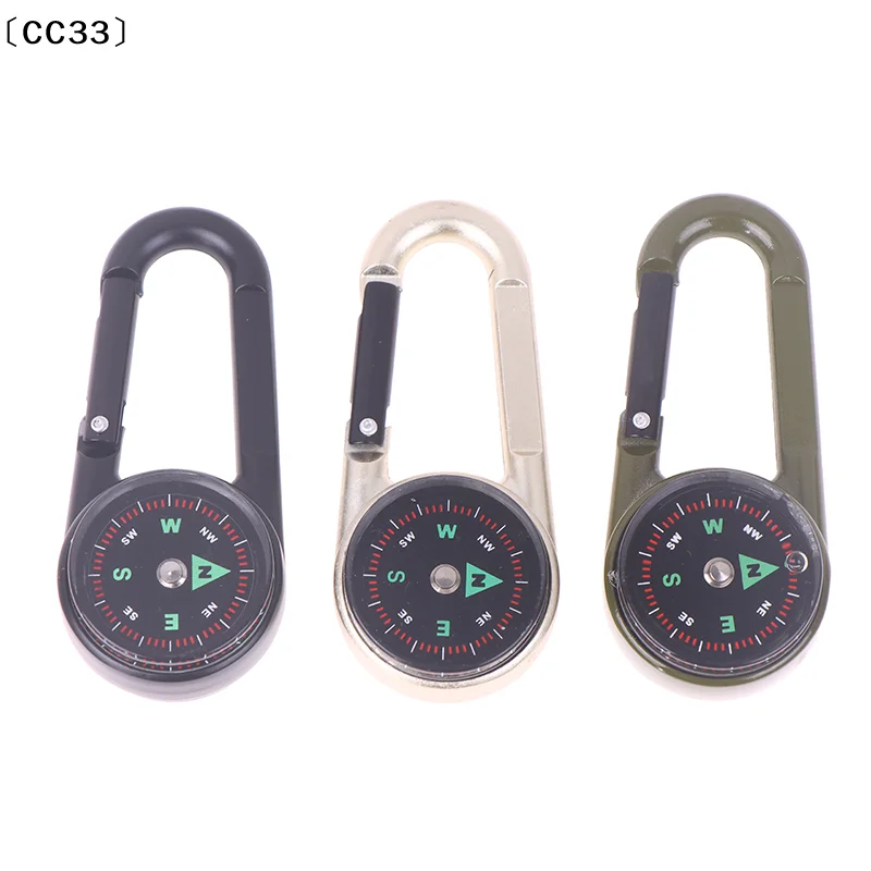Picture 6: 3 In 1 Double Sided Mini Compass Carabiner Keychain With Compass Thermometer Outdoor Hiking Survival Zinc Alloy Key Ring〔CC33〕