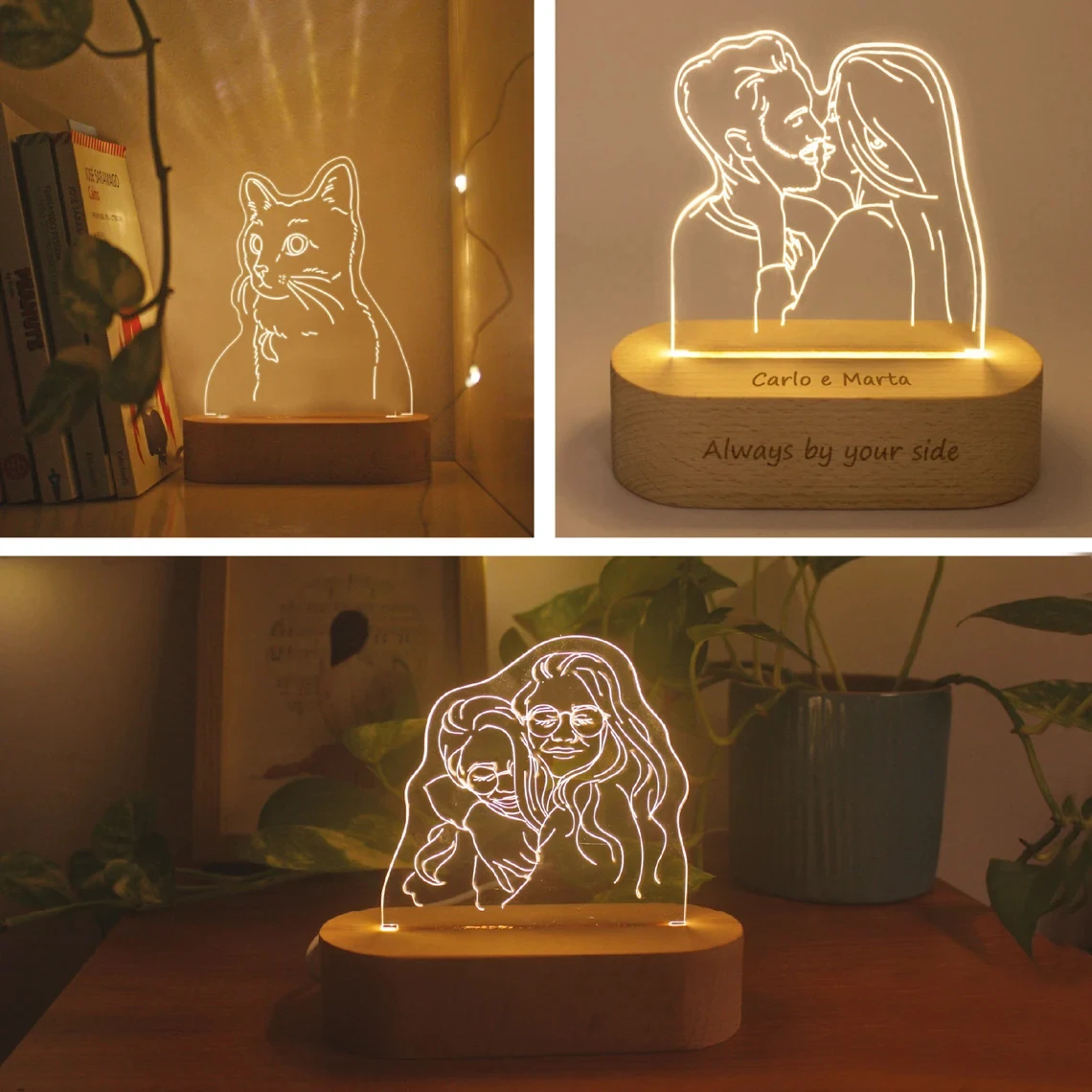 Lámpara de fotografía 3D personalizada, retrato grabado, línea artística, lámpara de fotografía, regalo de boda de aniversario, regalo de luz nocturna Led para el Día de San Valentín