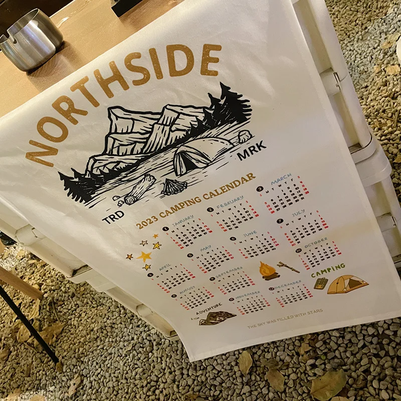 2023 Calendar Tapestry Wall Hanging Cloth for Room Fabric Decorations Home Blanket Decor Aesthetic Hanging Cloth Flip Chart