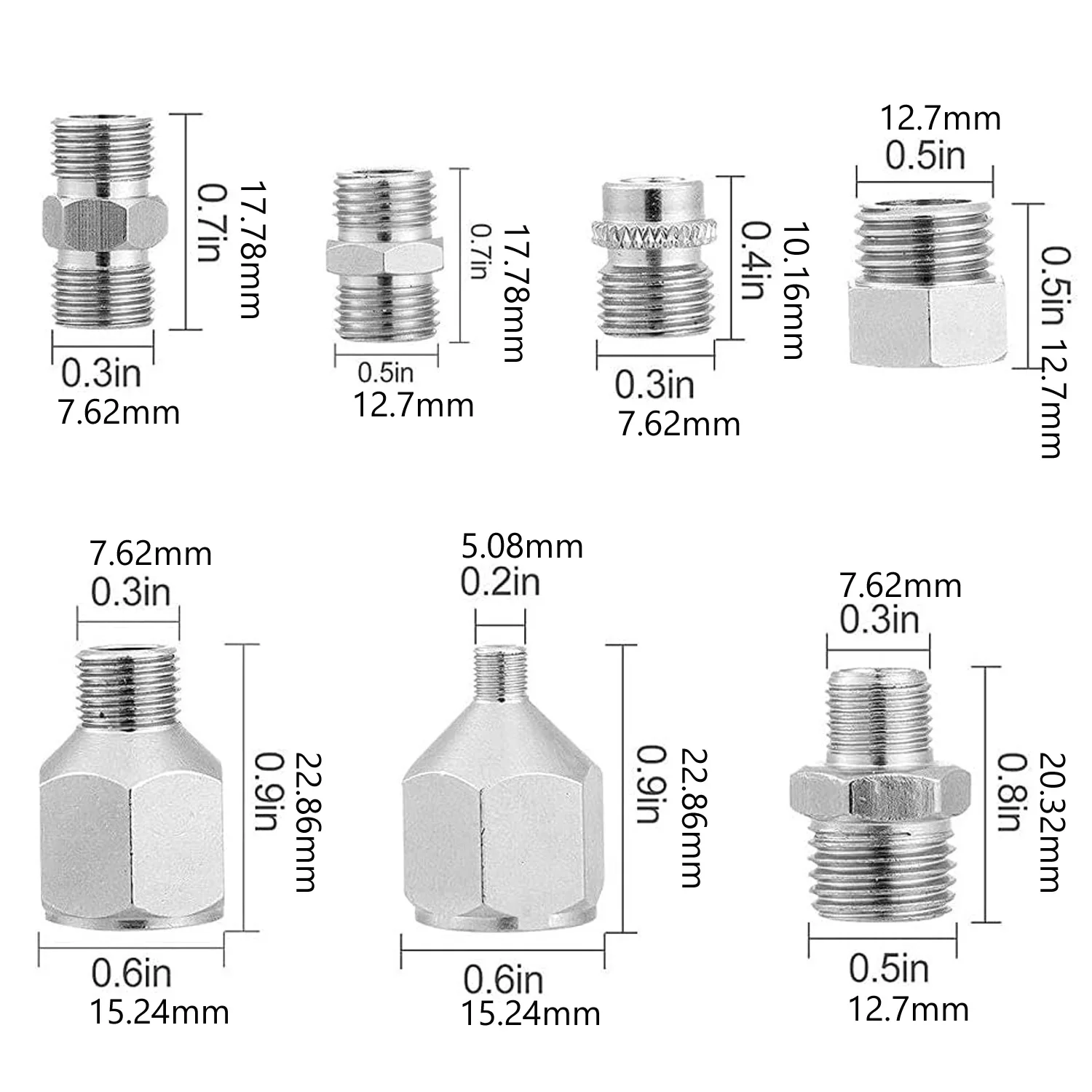 7 Spray Gun Adapter Set Spray Gun Accessories Spray Gun Connector Kit Spray Gun Thread Plug Connection Spray Gun and Air Compressor