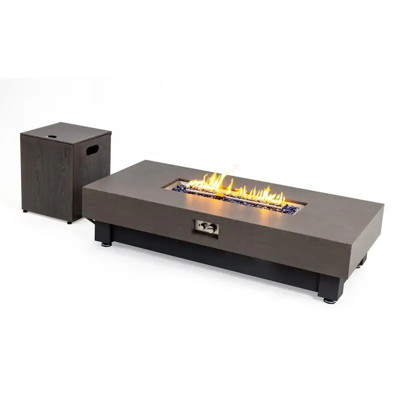 

60-Inch Outdoor Gas Fire Pit Table with Cover, Rectangular Heater for Patio, Backyard & Deck - Modern Design for Outdoor Spaces