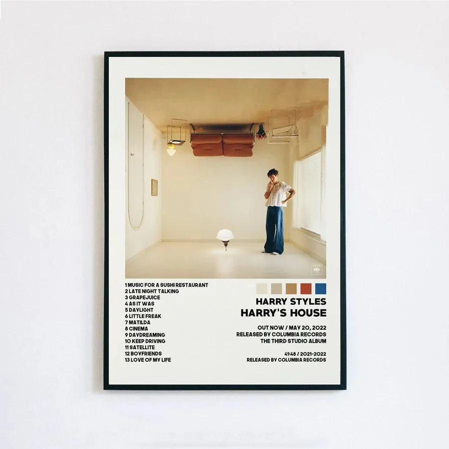 New H-Harry's House Poster Fine Line Album Cover Tracklist Poster Prints Canvas Painting Wall Art Picture Living Room Home Decor