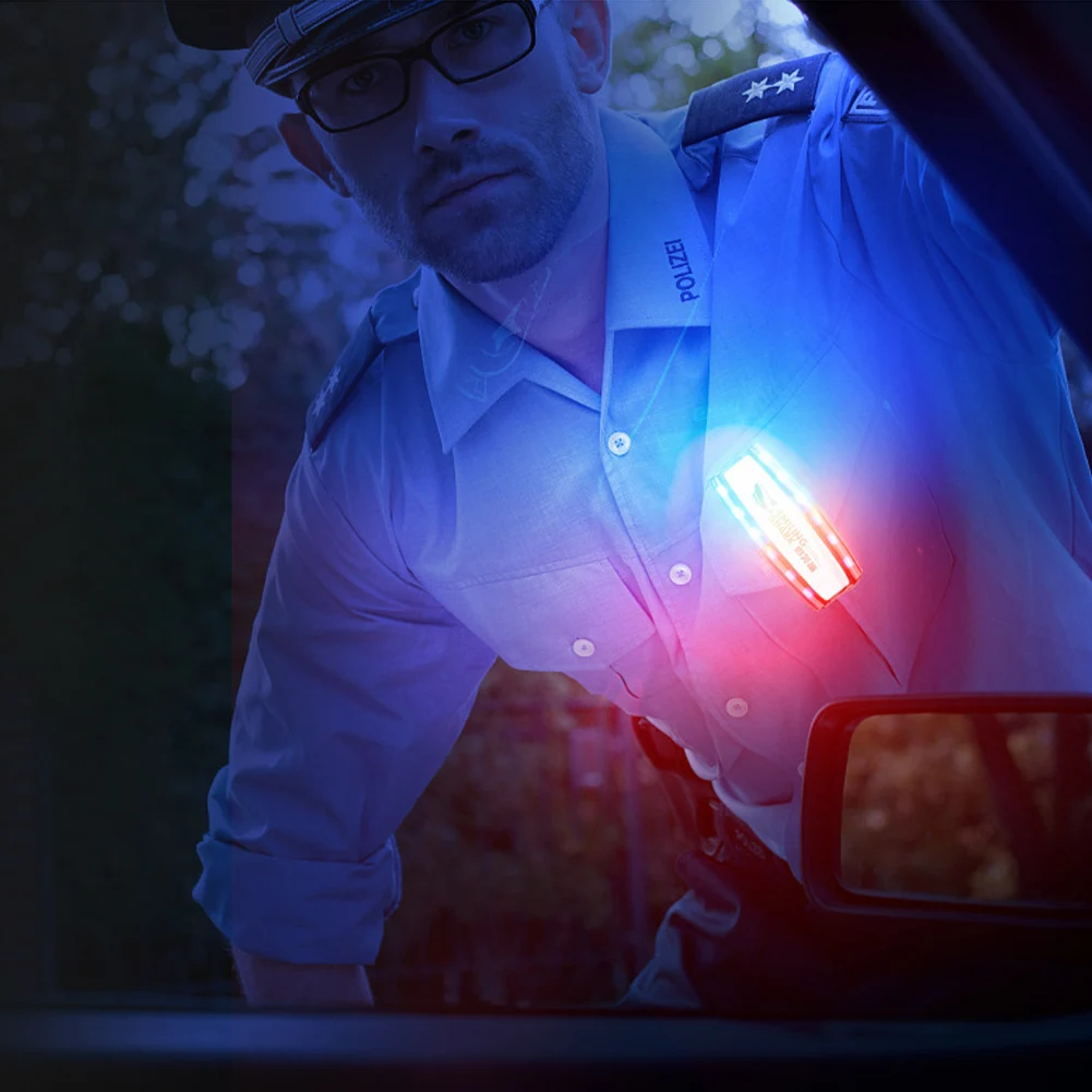 متعددة الوظائف إنذار فلاش إشارة ستروب مصباح مقاوم للماء أحمر أزرق تحذير السلامة الشعلة USB شحن لدورية عامل الصرف الصحي