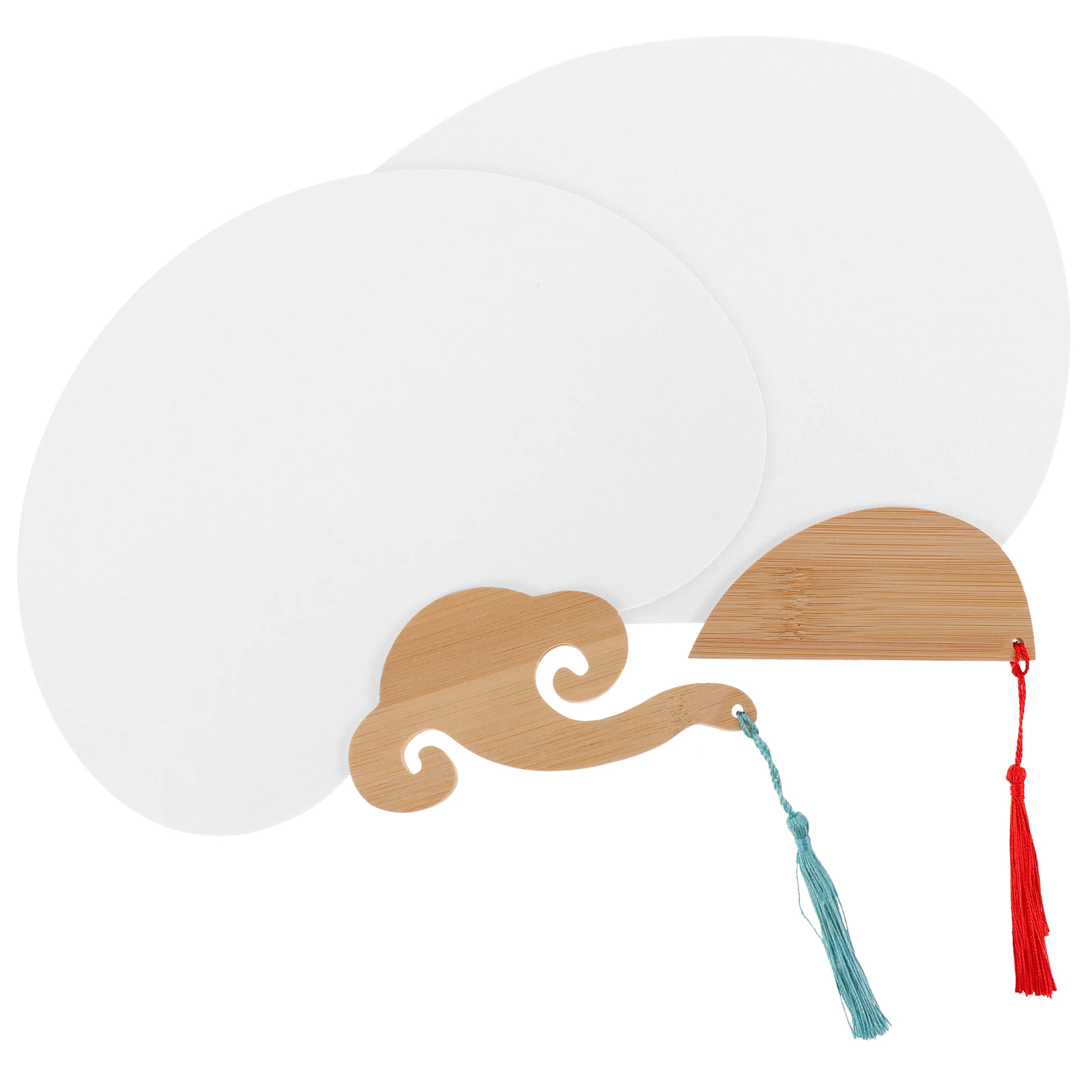 

2 Pcs Retro Chinese Art Fans H held Paper DIY Painting Blank Kids Graffiti Fan Decor Bamboo H Smooth Surface