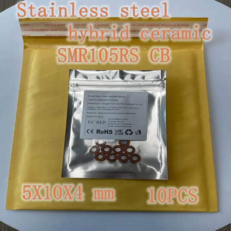10PCS SMR105RS CB Ceramic Bearing 5X10X4 mm ABEC-7 Miniature RC Motor SMR105-2RS Ball Bearings Ceramic Si3N4
