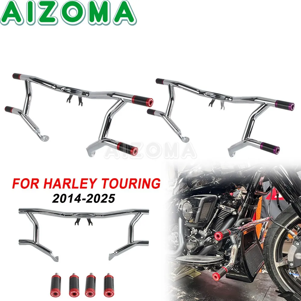 

Front Falling Protection Motorcycle Engine Tank Guard Bar Bumper For Harley Electra Glide Highway King FLHFB Standard FLHT 2019+