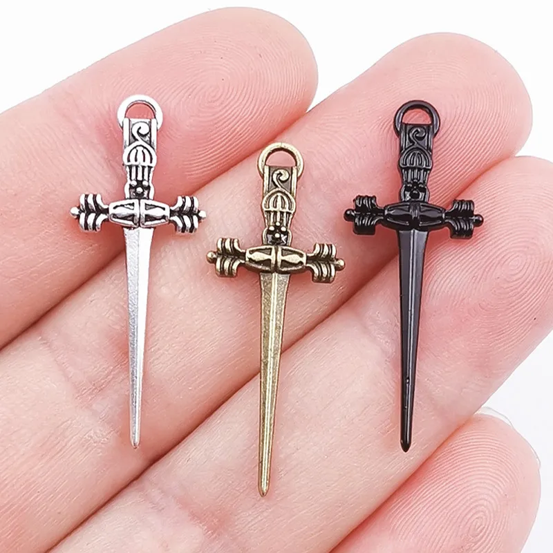 20pcs 35x13mm Dagger Charms ,Sword Charms .Tibetan Silver Bronze Black Color Pendants Antique Jewelry Making DIY Handmade Craft