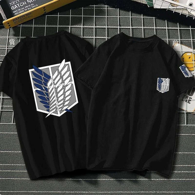 

Attack on Titan T-shirt Short-sleeved Summer Male and Female Anime Captain Free Wings Printed T-shirt for Students Anime Figure
