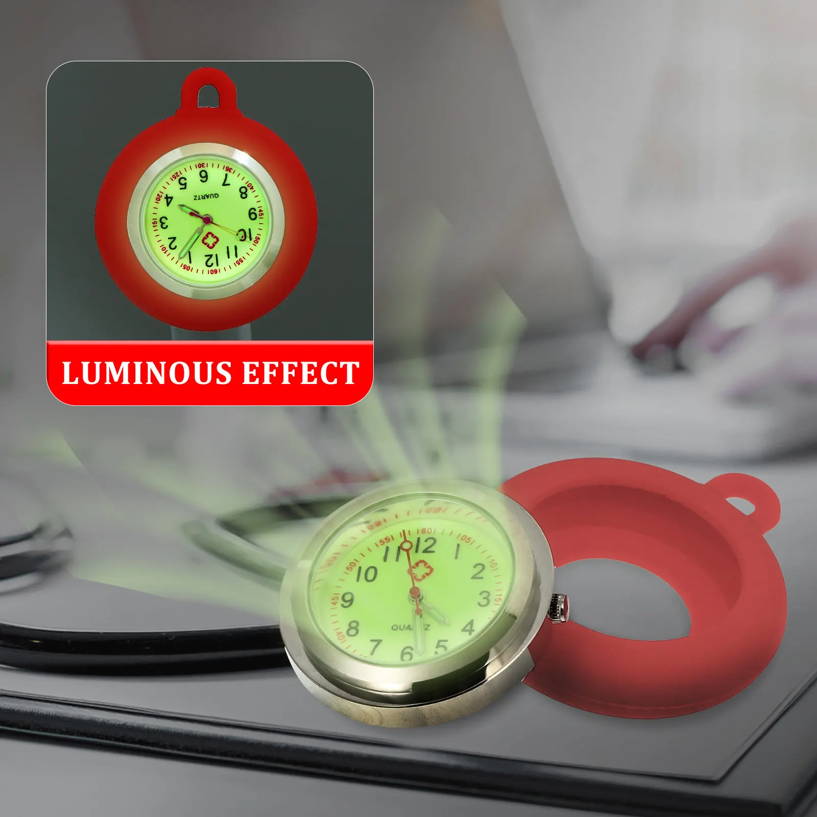 2Pcs Night Glow Silicone Pocket Watch Dial DIY Quartz Handmade Nurse Watch Parts Vintage Style Fob Accessories