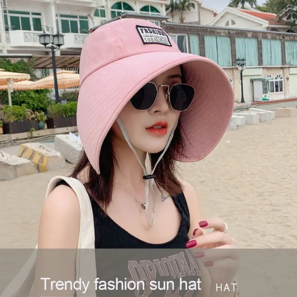 Women Hat Summer Hat UV Protection Fashionable Big Brim Sun Protection Cap Beach Sunhats Ponytail Hat Travel Visor Bucket Hat