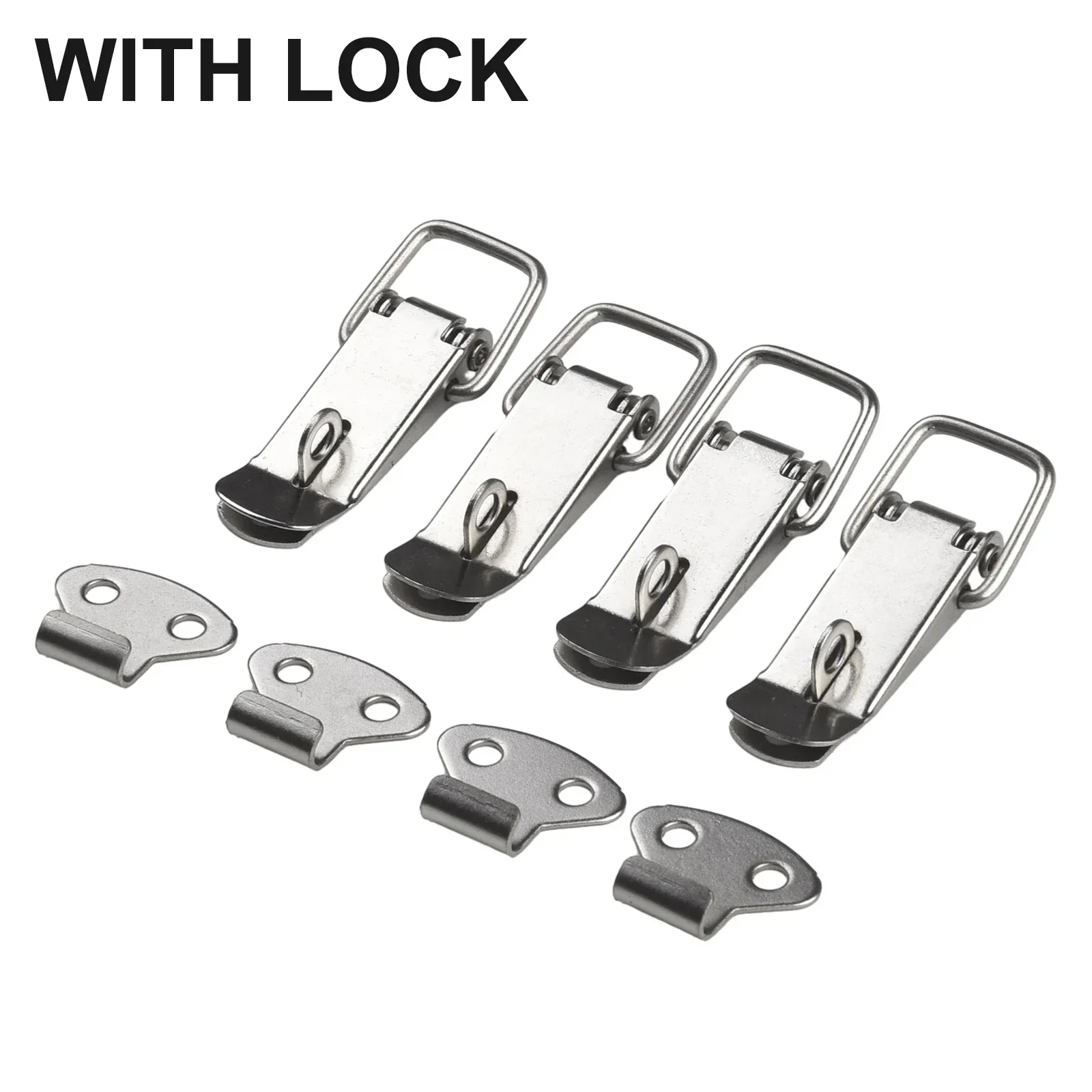 

4PCS Stainless Steel Spring Lock Buckle Tool Box Wooden Box Cabinets Closets Metal Lock Anti-theft Safety Latches