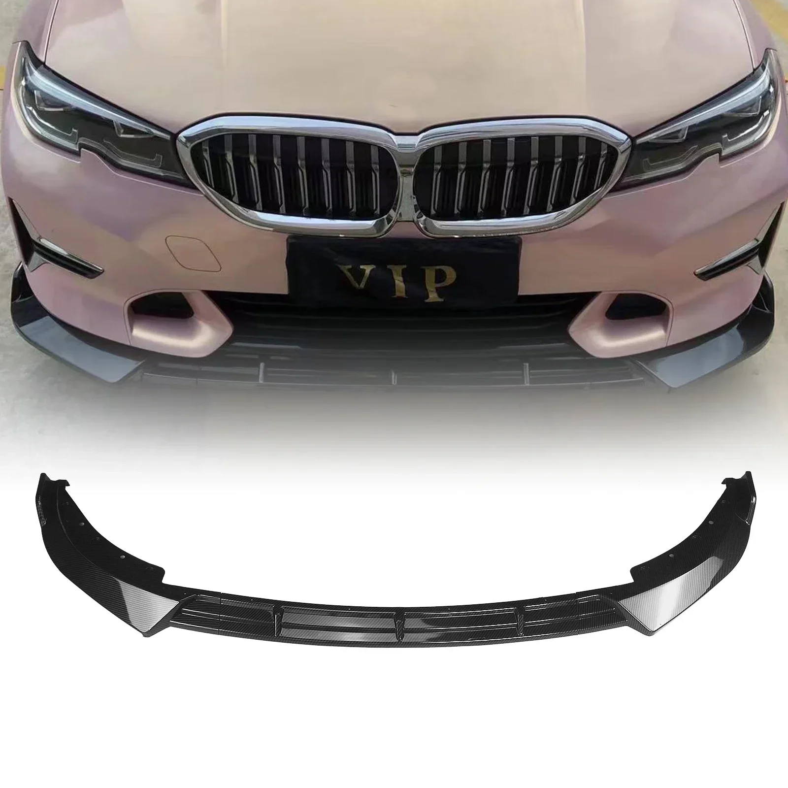 

New！ Front Bumper Spoiler Lip Splitter For BMW 3-Series G20 G21 2019-2022 320i 325i 330i Deluxe Style Gloss Black/Carbon Fiber L