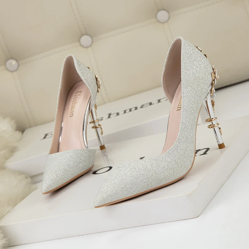 Luxury Women Wedding Shoes High Heels Rhinestone Slik Woman Pumps Pointed Toe Party Shoes Thin Heels Spring Autumn New Arrival