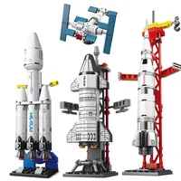 MOC Mini Aviation Manned Rocket Model Building Blocks Space Aerospace Station Bricks City Construction Toys for Children