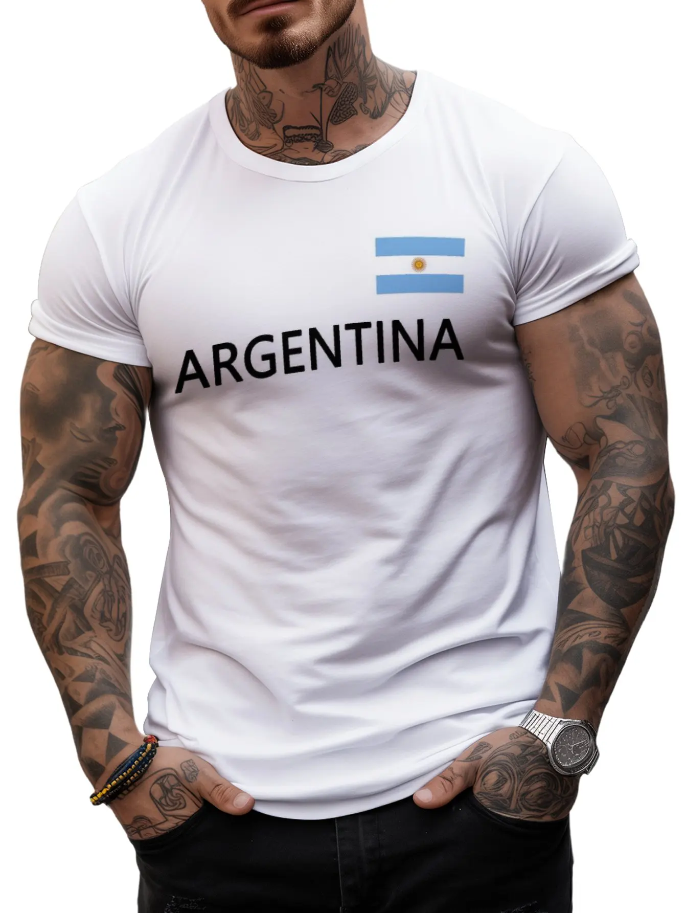 ARGENTINA Men's T-shirt Fans Flag Football Soccer Jerseys Oversized tops Sports Tee Night Run Hike Camp Speed Dry Fitness