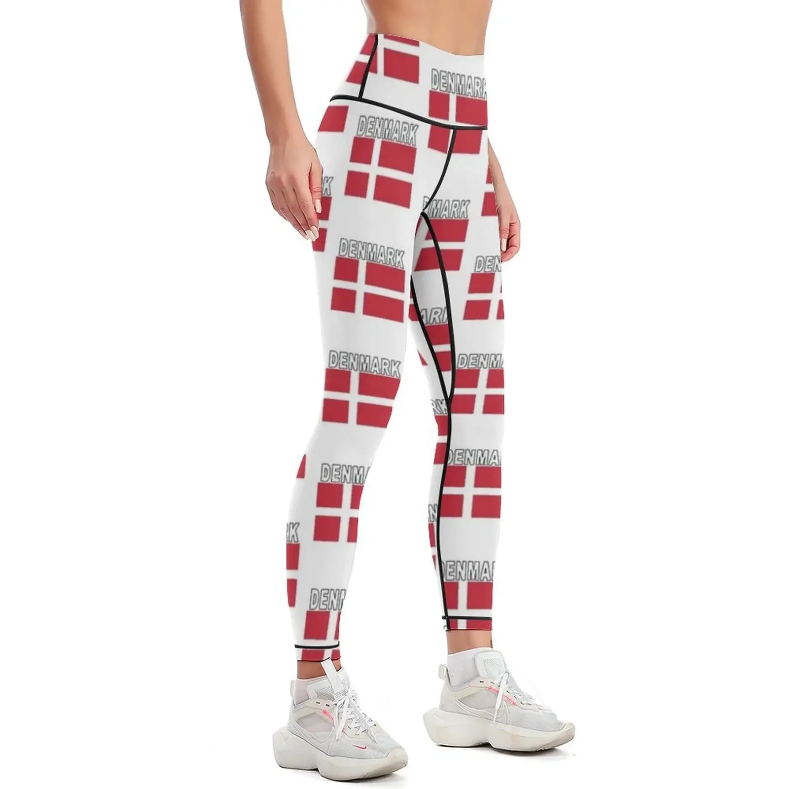 Denmark Flag Style Soccer Tee Leggings high waist Fitness clothing gym clothing sports tennis for Womens Leggings