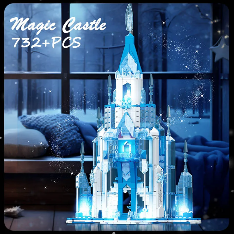 

City MOC 732pcs Magic Ice Castle Architecture Building Blocks DIY Assembly Princess House Bricks Toys For Children Girls Gifts