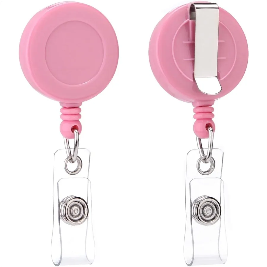 

Badge Reel Retractable Badge Holder with Belt Clip for ID Name Card Pink 2 Pack