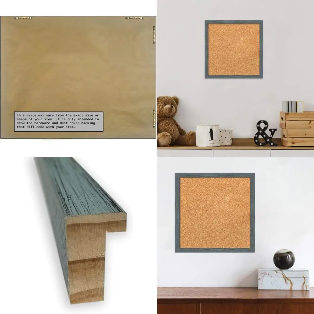 

13x13 Inch Blue-Framed Cork Board: Vision Board for Home & Office, Rustic Wall Decor for Displaying Items