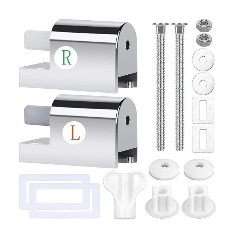 

1Set Toilet Seat Hinges Replacement for Most Toilet Lids Soft Close Fixing Kit ABS Square Shell Slow-Descent Hinge