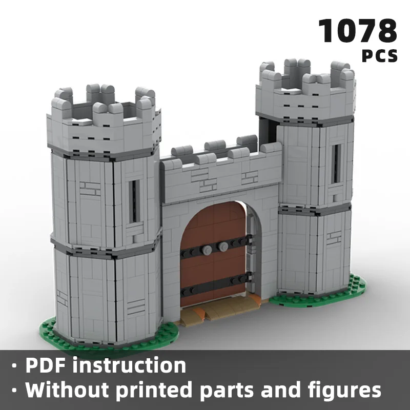 modular medieval gatehouse castle gate wall defense structure bricks stronghold town blocks fortress battlement moc toy kid gift