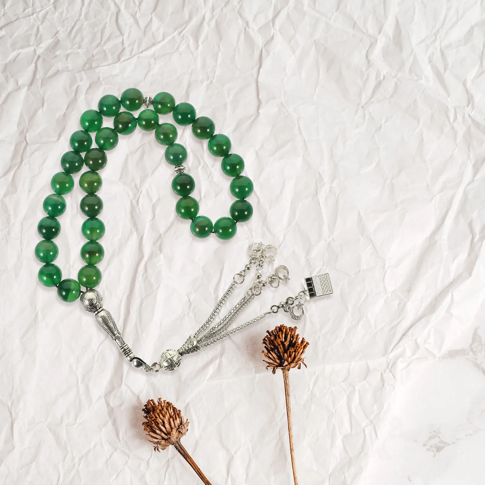 

Beaded Agate Round Worry Prayer Prayer Beads Bracelet Chain Round Beads Worry Muslim Tasbih Bracelet Decor Necklace