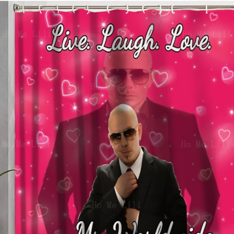 Hippie Hip Hop Pop Mr. Pit Bull Says To Be Happy Shower Curtain By Ho Me Lili For Bathroom Decor