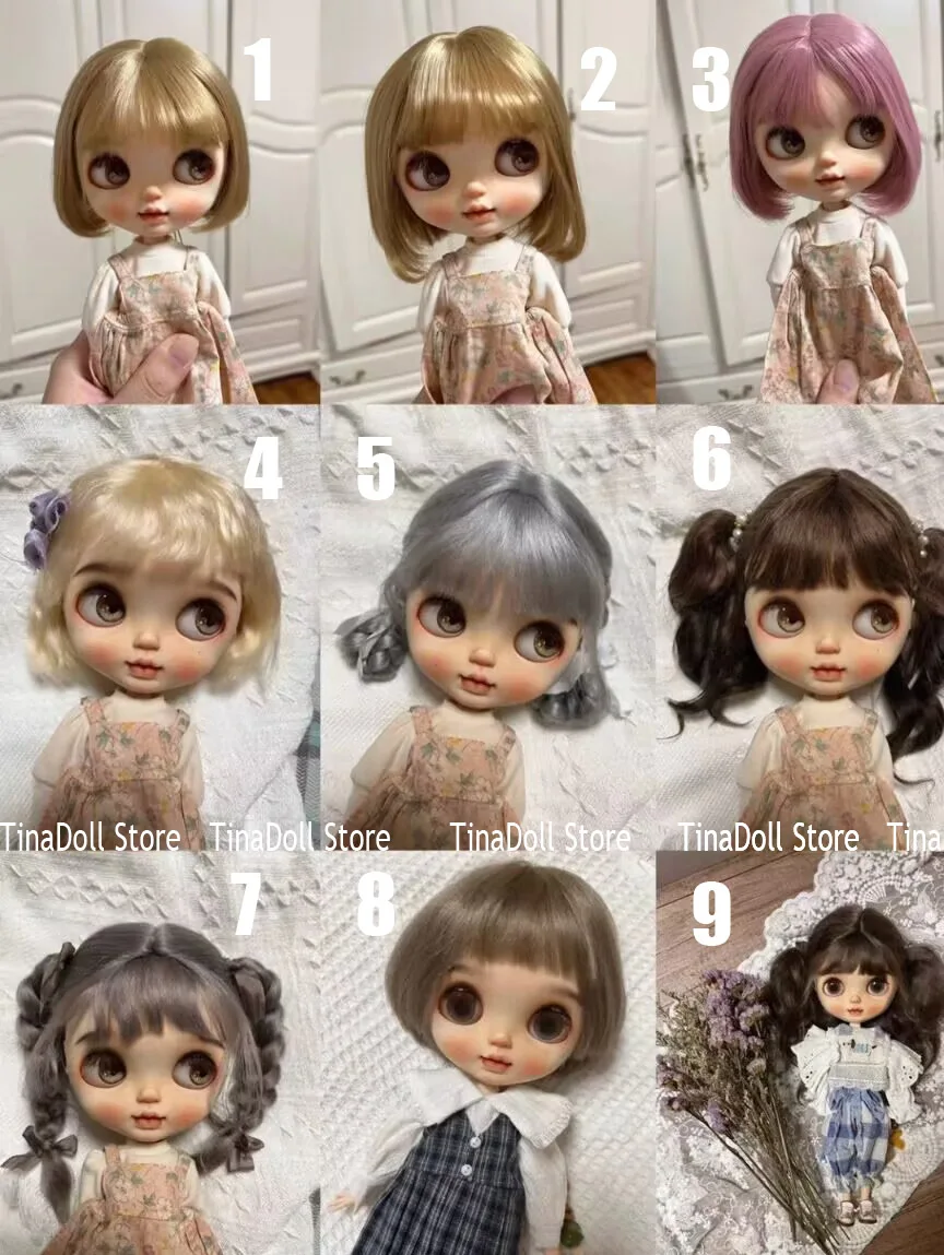 (TinaDoll Store)promotional price 2026 various hair style mohair Wigs for blythe 9-10 inch head circumstance W2028