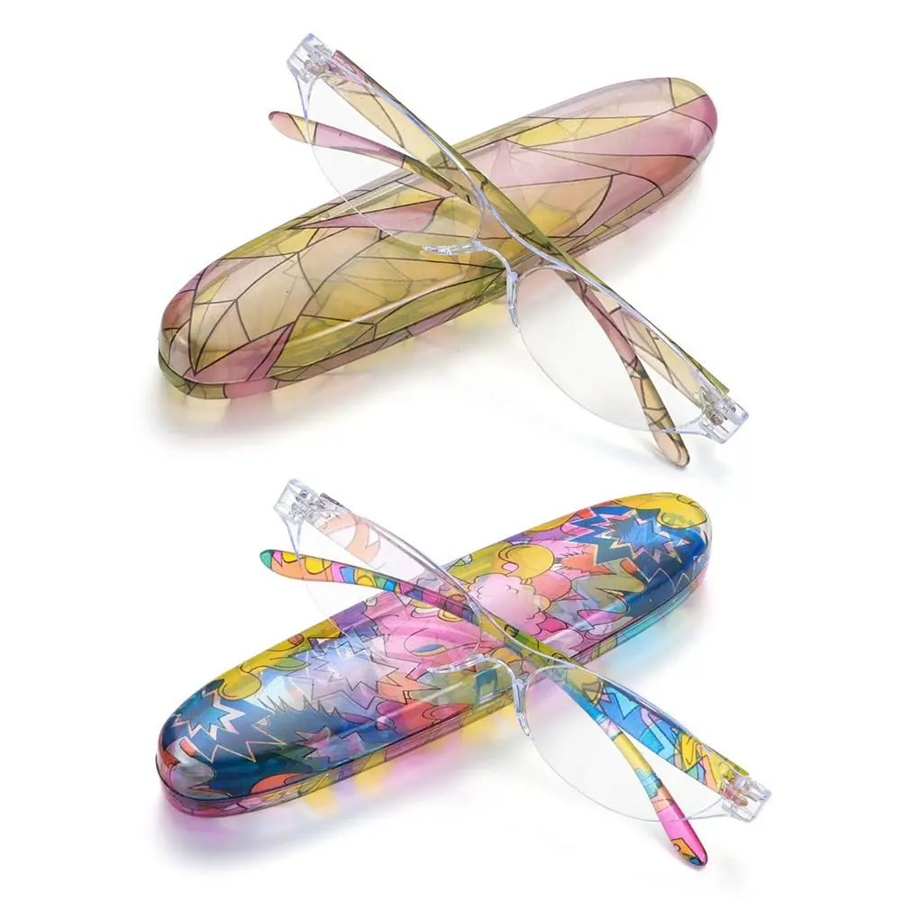 

Fashion Eyeglasses Computer Readers Reading Glasses Small Oval Floral Reading Glasses with Case Anti Blue Light