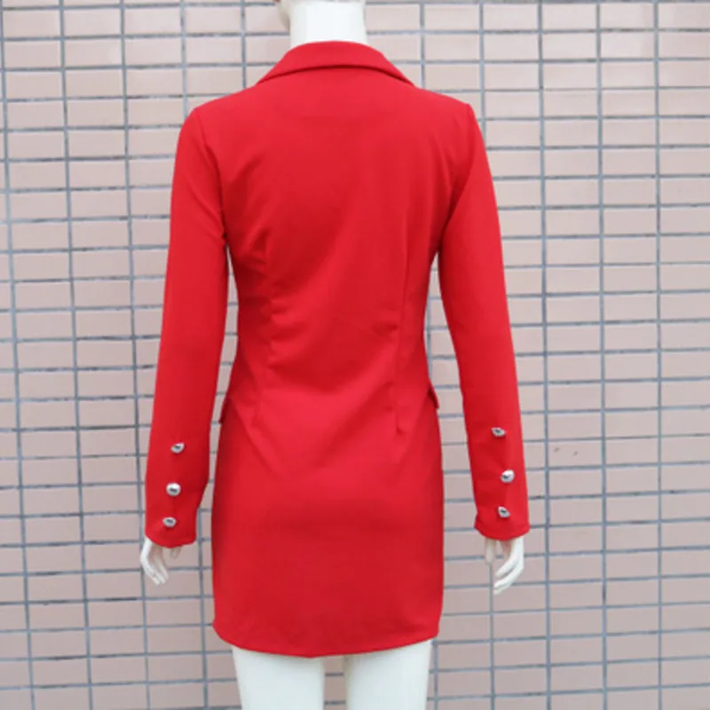 Women's Suit Top Short Skirt Casual Suit Commuter Holiday Spice Sweet Long Sleeve Red Dress Professional Dress  Color Comfort