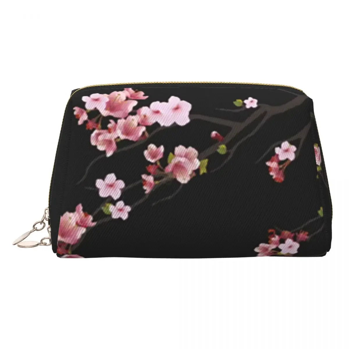 Japanese Cherry Blossom Pattern Women Cosmetic Bag Travel Makeup Organizer Pouch Toiletry Storage Dopp Kit Case