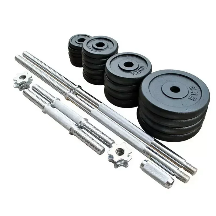 Wholesale high quality customizable chrome adjustable weight dumbbell barbells cast iron fitness equipment 30kg