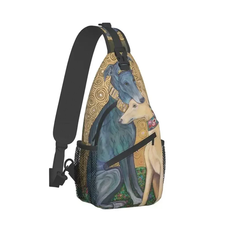 Gustav Klimt Greyhound Hund Schulter taschen für coole Whippet Sihthound Hund Schulter Brust Cross body Rucksack Radfahren Camping Daypack