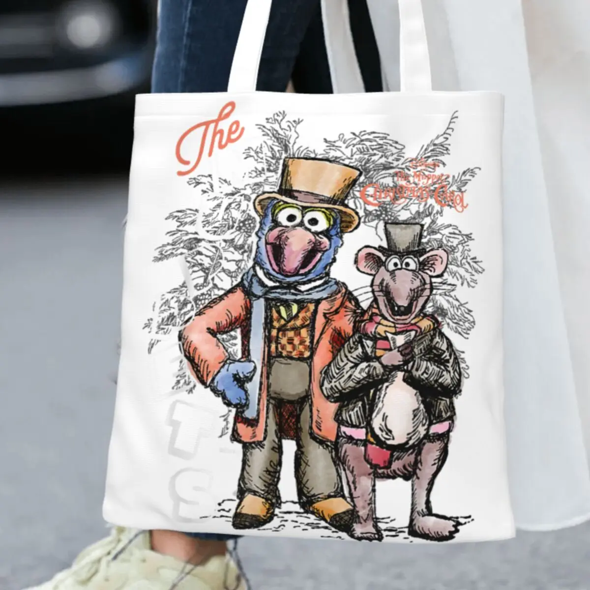 

Сумка-шоппер The Muppet Christmas Carol Gonzo Rizzo Sketch, элегантная тканевая сумка для путешествий, женская пляжная сумка с графическим дизайном