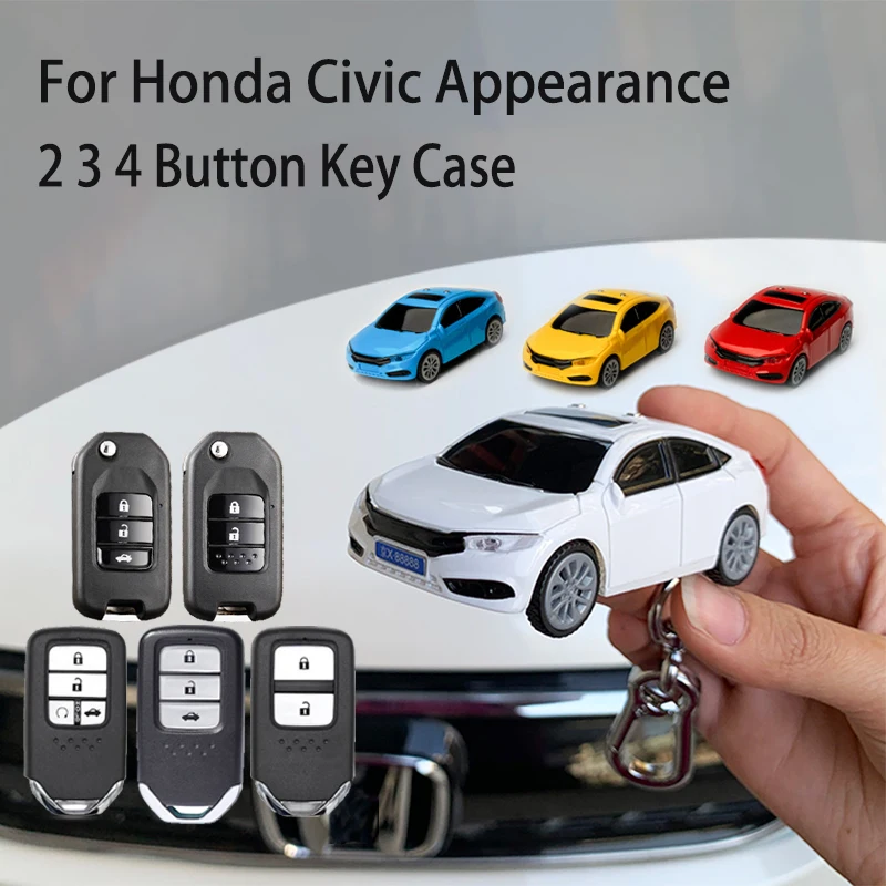 For Civic Appearance for Honda CRV Fit Civic Accord HRV City Odyssey HRV Remote Flip Key Case Cover Fob Bag Keychain Accessories