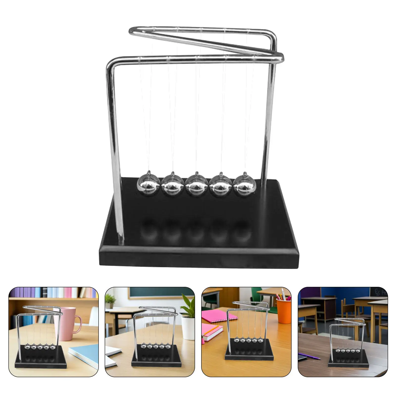 

Newton Pendulum Ball Z-Shape Solid Wood Base Metal Balls Swinging Physics Teaching Tool Desktop Decoration Calm