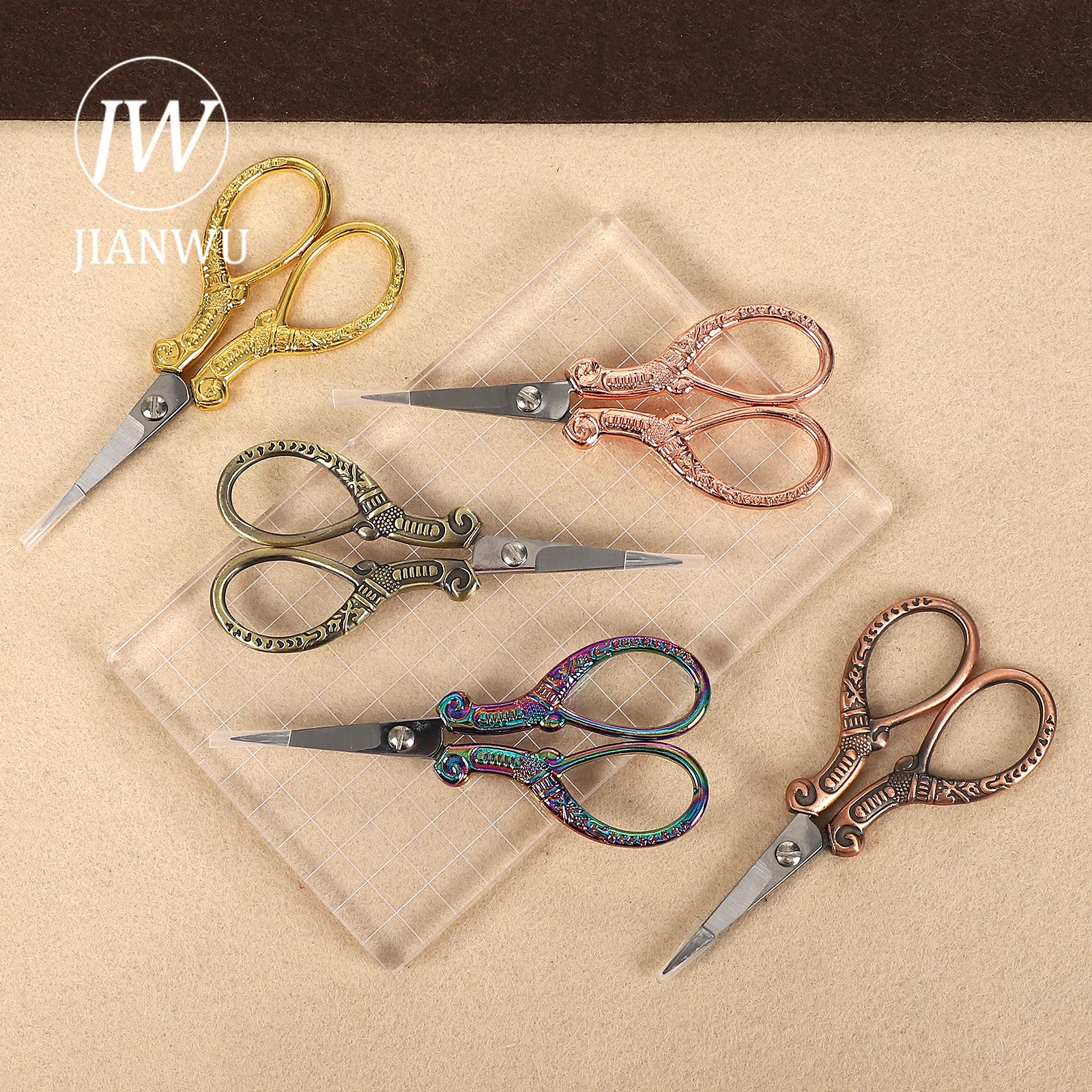JIANWU No.1 Vintage Embroidery Metal Scissors Material Scrapbook Cutting Tools Creative DIY Journal Student Supplies Stationery