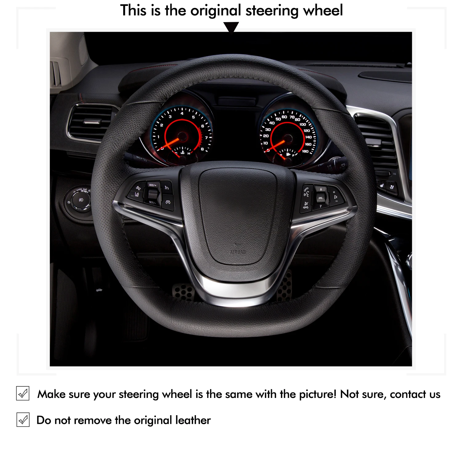 MEWANT Black Leather Suede Car Steering Wheel Cover for Chevrolet SS for Holden Calais Caprice Commodore (SS) Ute (SS)