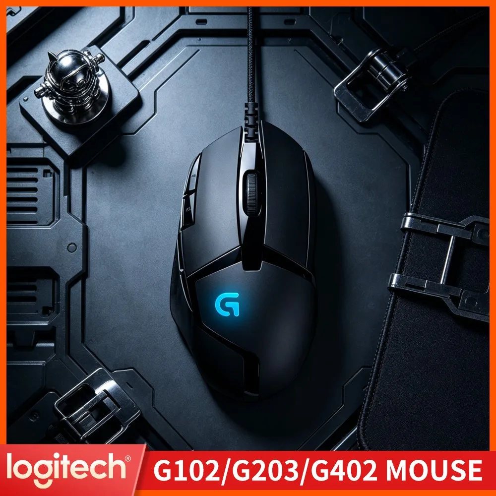 Professional Logitech G402 Wired Gaming Mouse 8 Programmable Buttons 4 DPI Levels 500 IPS 4000 Ergonomic For FPS Games