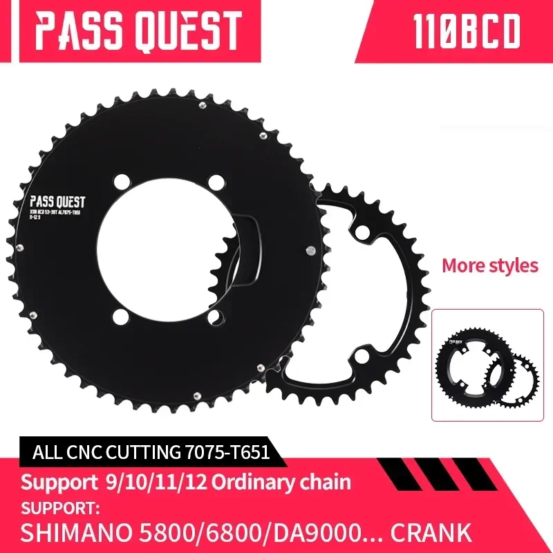 PASS QUEST 110 bcd Chainring chainwheel for Shimano 105 5800 6800 DA9000 Road Bike chain ring 48/35T 50/34T 52/36T 53/39T 54/40T